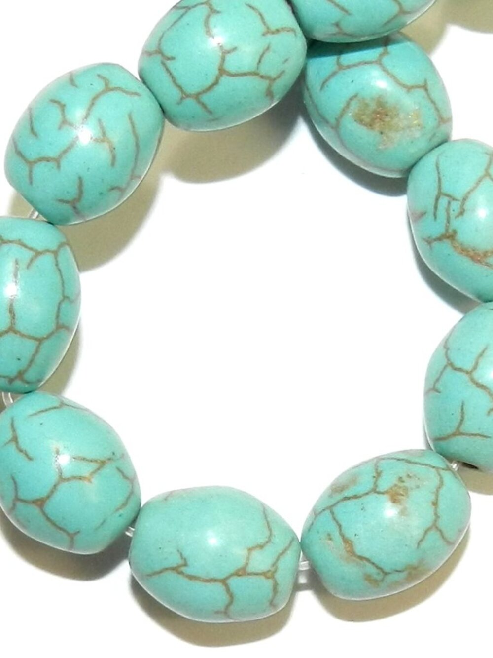 NG3036 Blue-Green Turquoise 10mm Tapered Oval Barrel Magnesite Gemstone Beads 8"
